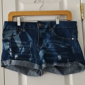 VIP  distressed and bleached jean shorts with stretch  Sz XL